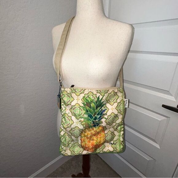 Paul Brent Embellished Pineapple Print Zipper Closure Crossbody Purse Bag - Picture 11 of 11